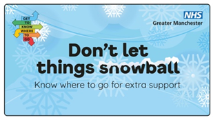 Snowflake background. Text - Don't let things snowball. Know where to get extra support